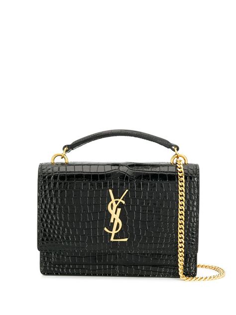 ysl croc embossed handbags|YSL black crocodile bag.